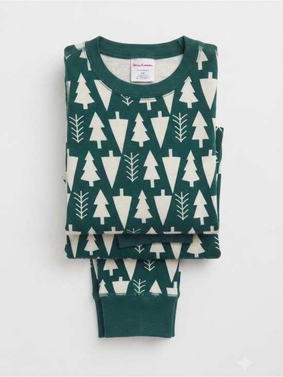 Hanna Andersson Other - Hanna Andersson Organic Pajamas Size 160 US 14 Green Holiday Christmas Tree